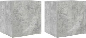 vidaXL Comode TV de perete cu lumini LED 2 buc. gri beton 40,5x35x40cm