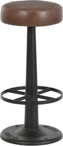 Scaun rotativ de bar din piele naturala si metal, stil industrial, "Rotor"