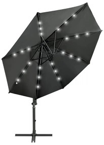 Umbrela suspendata cu stalp si LED-uri, antracit, 300 cm Antracit, 300 cm