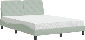 vidaXL Pat cu saltea, gri deschis, 120x200 cm, catifea