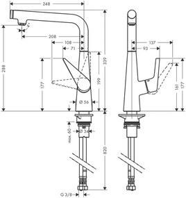 Baterie de bucatarie monocomanda, Hansgrohe, Talis Select M51 300, 1 jet, crom