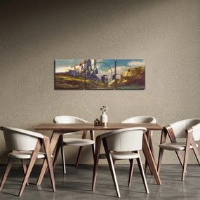 Tablou - Castelul medieval (cu ceas) (90x30 cm)