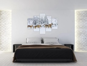 Tablou - Lupi în munți (150x105 cm)