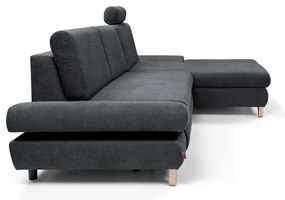 Colțar extensibil AVESTA, tapițat, în formă de L, cu spațiu de depozitare, colț pe partea dreaptă, antracit