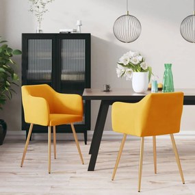 331158 vidaXL Scaune de bucătărie, 2 buc., galben, catifea