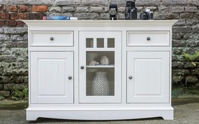 Comodă lemn masiv alb Linea, 130 × 45 × 85 cm