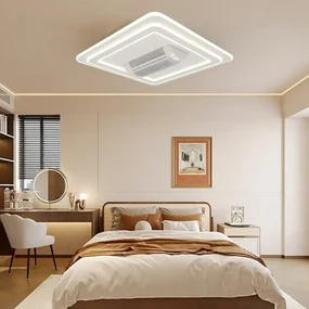 Lustra LED cu ventilator, Design Patrat, 6 Trepte de Viteza