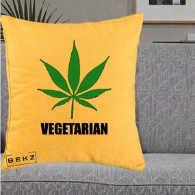 Perna Decorativa Vegetarian cu Frunza, 40x40 cm, Galben, Husa Detasabila, Perna Inclusa, BEKZ®