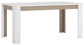 Masa dining extensibila, alb extra lucios HG   stejar Sonoma inchis   trufa, 160-200x90 cm, LYNATET TIP 75