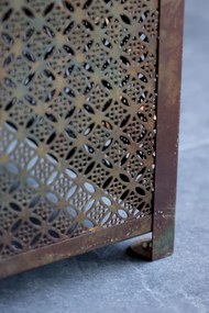 Felinar auriu, din metal si sticla, aspect vintage, H63 cm, Patt