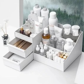 Resigilat: Organizator pentru machiaj Hermia 200BYR1102, 28x17x13 cm, Fara BPA, Plastic, Alb