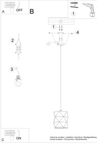 Lustră pe cablu Sollux SL.1250 GOBI 1xE27/15W/230V ceramică