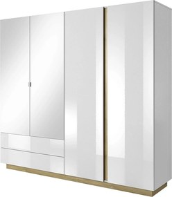 Dressing CITY, alb/stejar grandson, PAL laminat, cu iluminare LED, cu