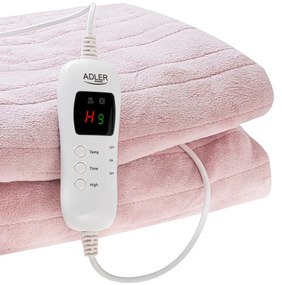 Patura electrica Adler AD 7443, 120W, 160x180 cm, Controler LCD, Protectie la supraincalzire, 7 setari, Timer, Roz