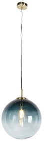 Lampă suspendată inteligentă din alamă cu sticlă albastră ocean 33 cm inclusiv WiFi ST64 - Pallon