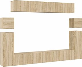 vidaXL Set dulap TV, 8 piese, stejar sonoma, lemn prelucrat