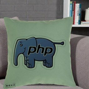 Perna Personalizata PHP Elephant, 40x40 cm, Verde, Husa Detasabila, Perna Inclusa, BEKZ®