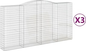 vidaXL Coșuri gabion arcuite, 3 buc 400x50x200/220 cm, fier galvanizat