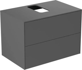 Dulap baza suspendat Ideal Standard Atelier Conca antracit mat 2 sertare si blat cu decupaj central 80 cm