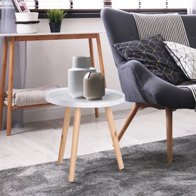 Masuta de Salon Moderna Rotunda HOMCOM, Masuta de Cafea cu Margine Ridicata si Trei Picioare, pentru Camera si Sufragerie, din Lemn Alb si Auriu