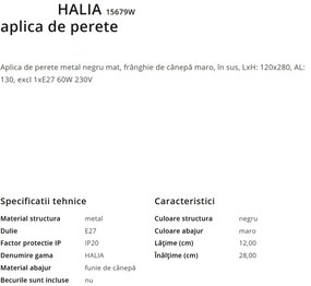 Aplica de perete stil rustic natural HALIA