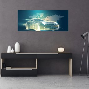 Tablou - Mașină din forme geometrice (120x50 cm)