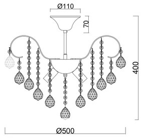Lustră de cristal aplicată Brilagi CRYSTAL 6xE14/60W/230V auriu