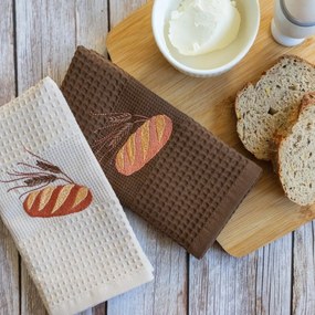 Prosoape de bucătărie waffle brodate cu motiv – Set de 2 bucăți