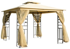 Pavilion de gradina de lux Outsunny 3x3 m, galben | Aosom Romania