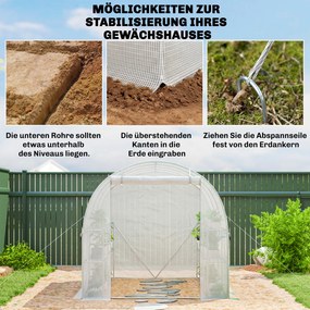 Outsunny Seră aprox. 2,7 x 2 x 2 m cu rafturi, ușă rulabilă cu fermoar, 6 ferestre cu plasă, tije de susținere | Aosom Romania