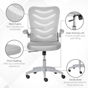 Scaun de Birou Ergonomic, Fotoliu Pivotant, Inaltime Reglabila, Functie de leganare 58.5x58x94.5-103.5cm, Gri Vinsetto | Aosom RO
