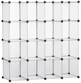 HOMCOM Mobilier Modular pentru Încălțăminte, 16 Cuburi Transparente din Plastic PP și Oțel, 30x30x30cm, Design Versatil | Aosom Romania
