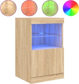 vidaXL Servantă cu lumini LED, stejar sonoma, 41x37x67 cm