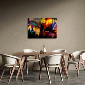 Tablou - Oraș colorat, abstracție (70x50 cm)