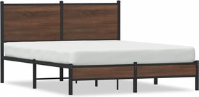 vidaXL Cadru pat metalic fără saltea, stejar maro, 140x200 cm