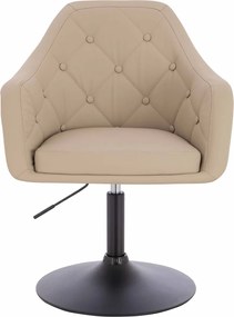 HR831N Scaun Crem Piele Ecologica Premium Soft cu Bază Neagră