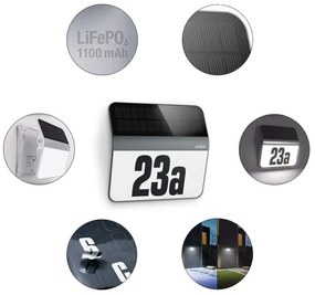 STEINEL 007140 - Număr casă solar LED XSolar LH-N LED/0,03W inox IP44