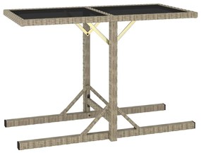 vidaXL Masă de grădină, bej, 110 x 53 x 72 cm, sticlă și poliratan