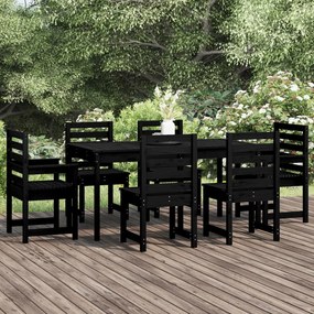 3154711 vidaXL Set masă de grădină, 7 piese, negru, lemn masiv de pin