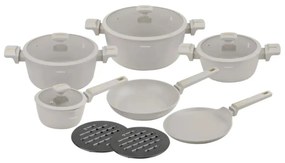 Set oale marmorate cu tigaie clatite 12 peise Klausberg KB-7967, crem