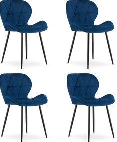 Set 4 Scaune Bucatarie/Dining Miller Catifea Albastru
