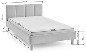 Pat gri tapițat fără somieră 120x200 cm Joker – Meise Möbel