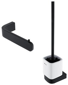 Perie de toaletă de perete și suport de hârtie igienică NIMCO NKC set-94KN-90 NIKAU negru mat