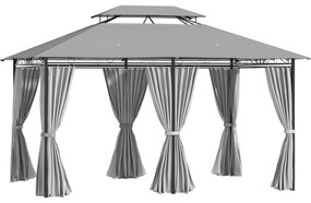 Outsunny Pavilion 3x4m cu 6 părți laterale, cort de petrecere cu acoperiș dublu gri închis | Aosom Romania