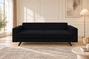 Canapea extensibilă Amara catifea, negru, picioare negre, cu ladă de depozitare