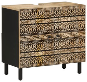 4018647 vidaXL Dulap chiuveta de baie, negru, 62x33x58 cm, lemn masiv de mango