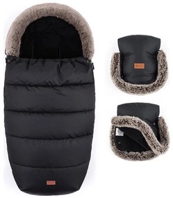 SET sac pentru cărucior 4 în 1 PETITE&MARS COMFY + mănuși pentru cărucior Forever Black