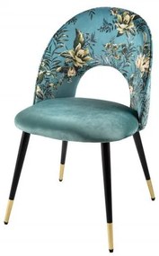 Set de 2 scaune moderne tapitate cu model floral Boutique turcoaz