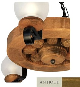Candelabru rustic fabricat manual din lemn Roata 3L