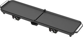 Grătar electric dublu pliabil Adler AD 6617, 3000 W, deschidere la 180°, 96 x 26 cm, plăci antiaderente, 2 termostate, tavă pentru grăsime, negru